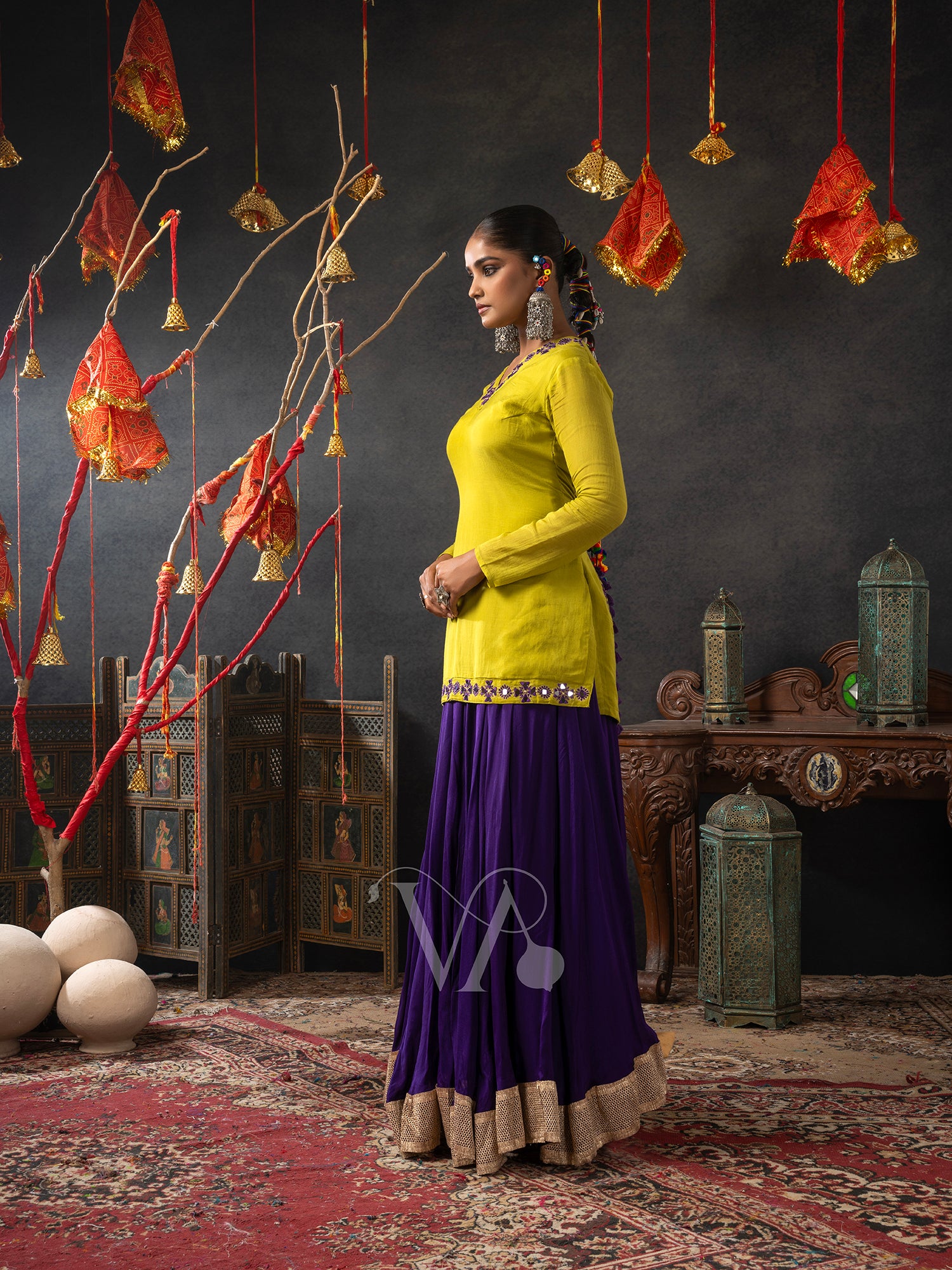 Yellow & Blue Chaniya Choli