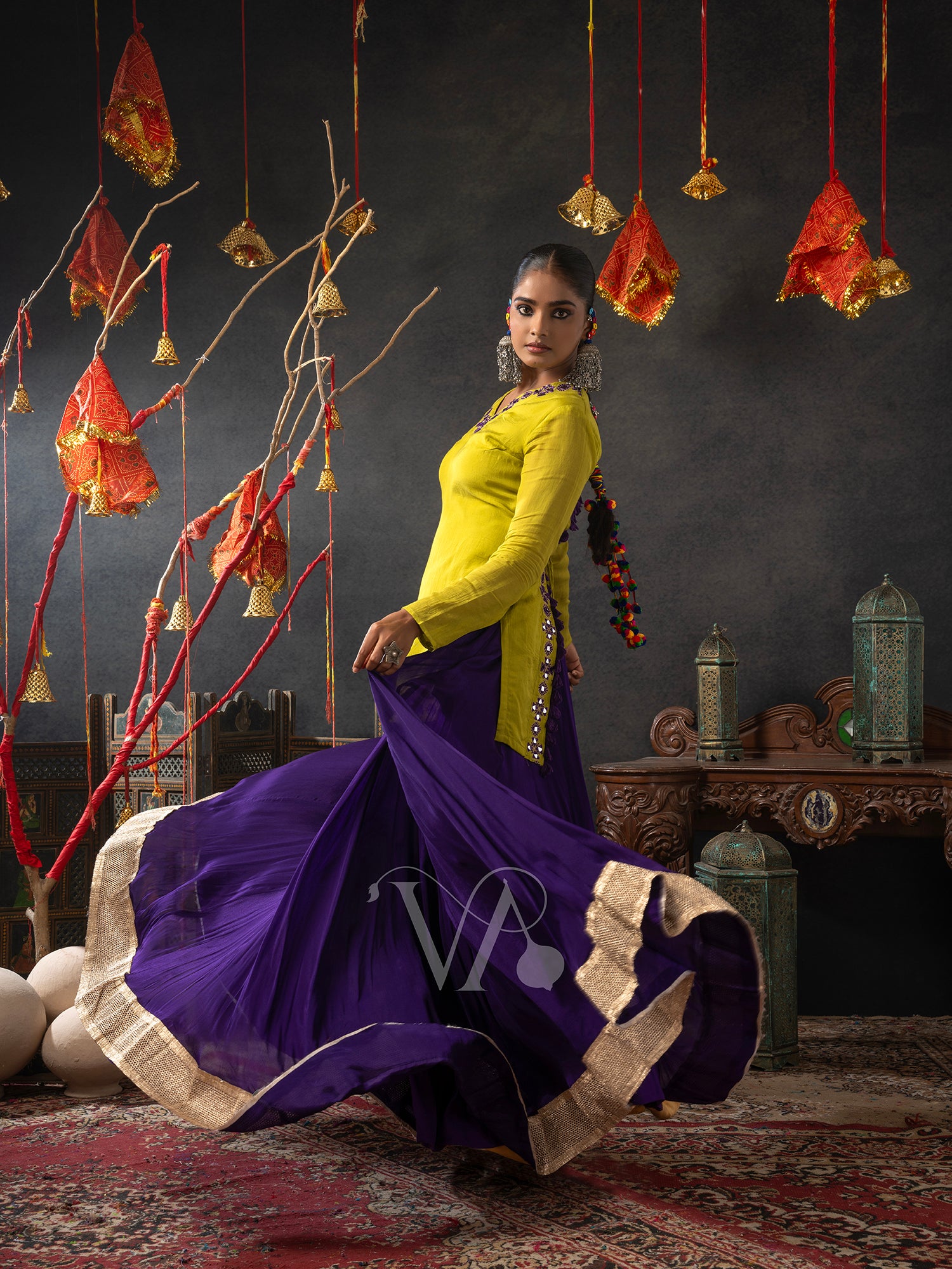 Yellow & Blue Chaniya Choli