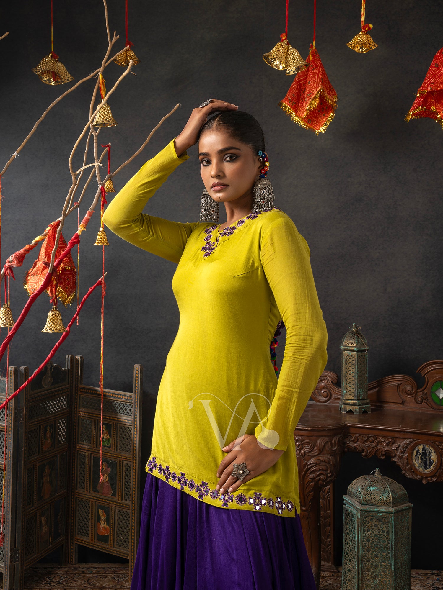Yellow & Blue Chaniya Choli