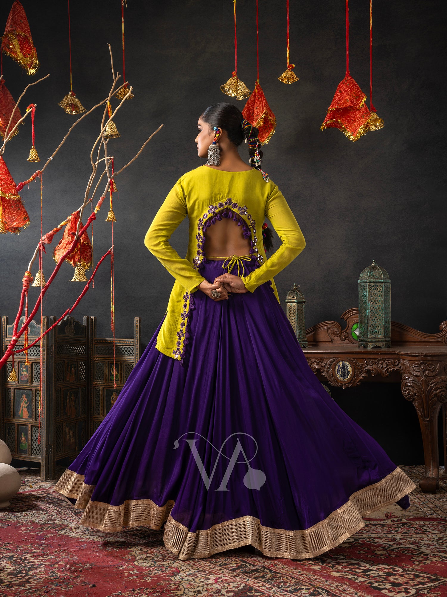 Yellow & Blue Chaniya Choli