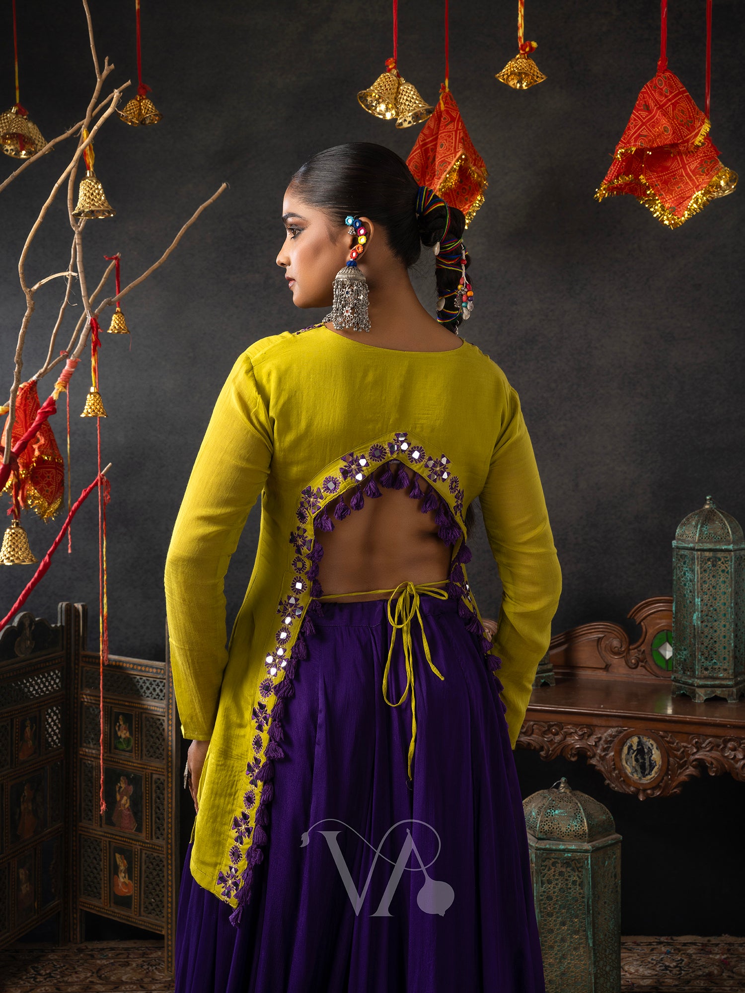 Yellow & Blue Chaniya Choli