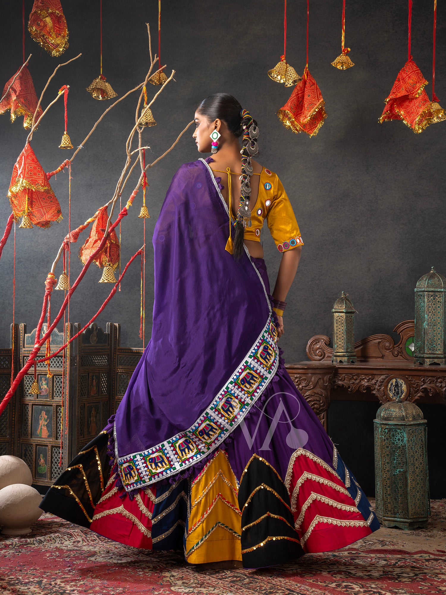 Yellow & Purple Chaniya Choli