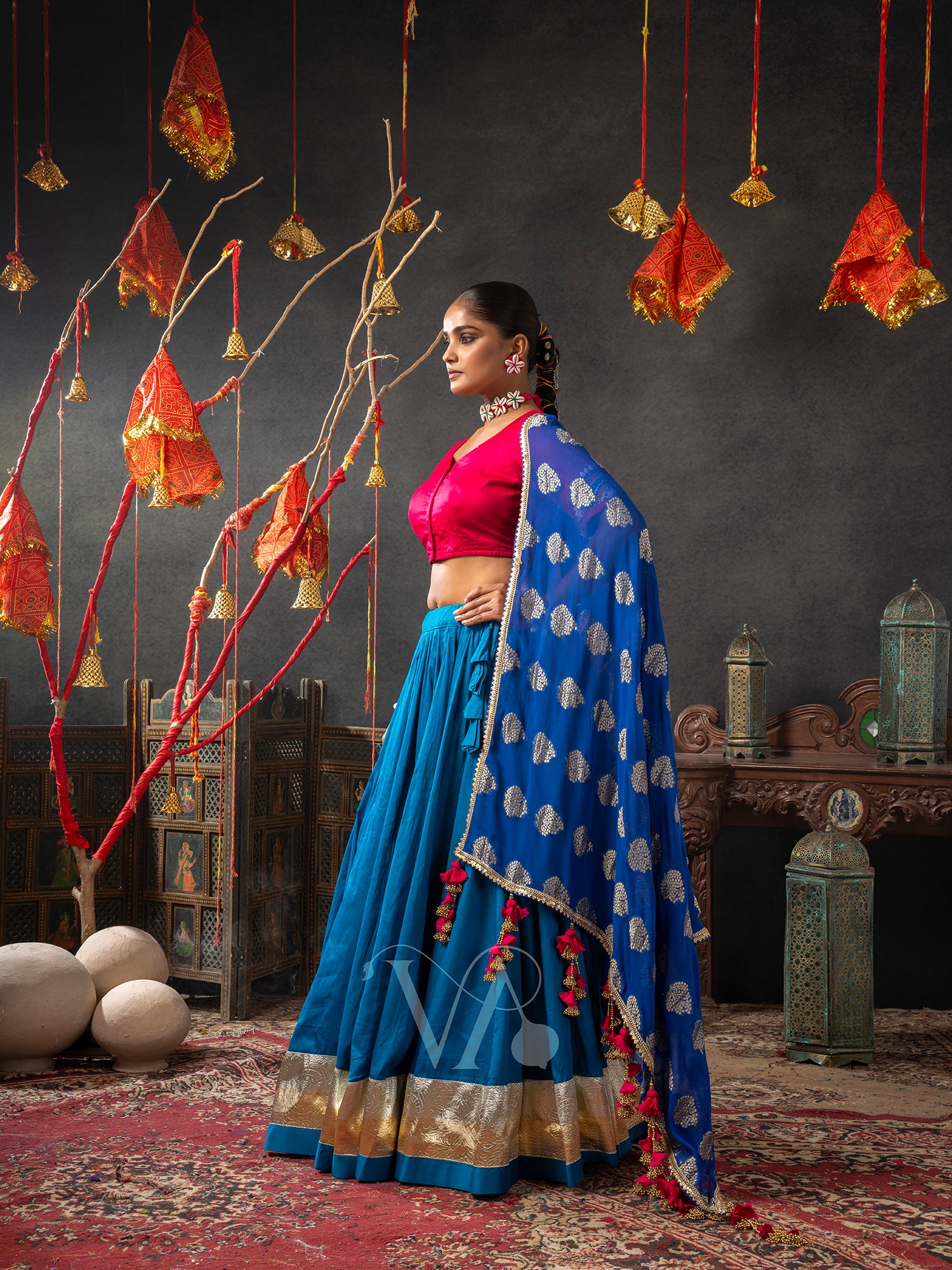 Red & Blue Chaniya Choli