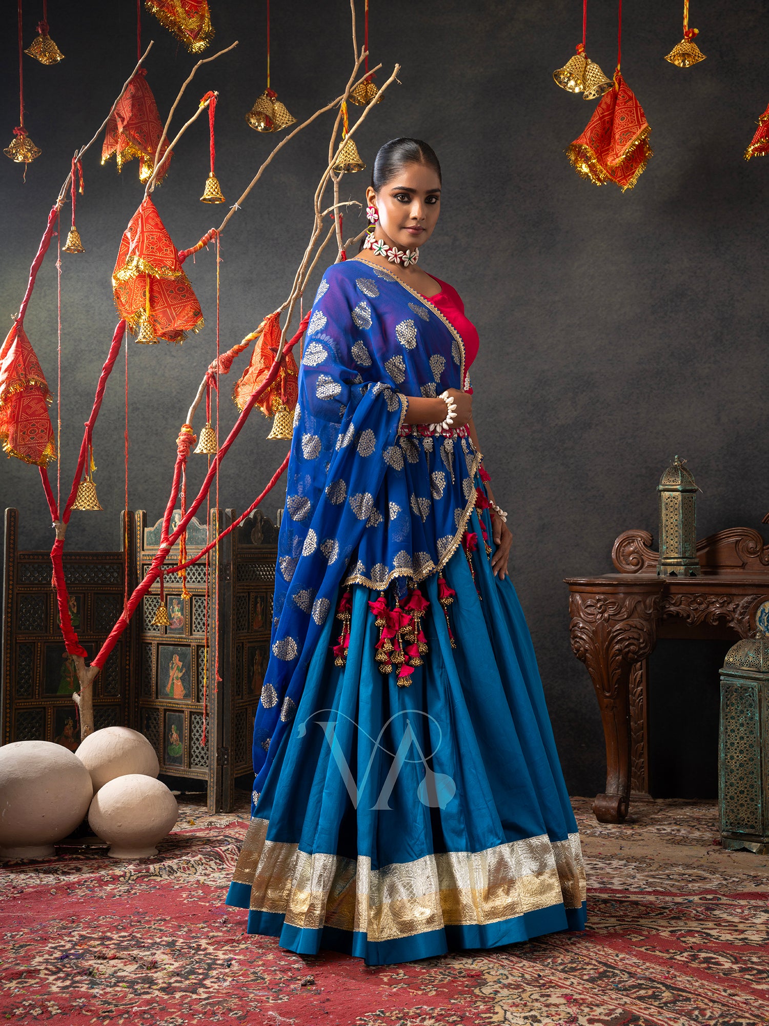 Red & Blue Chaniya Choli