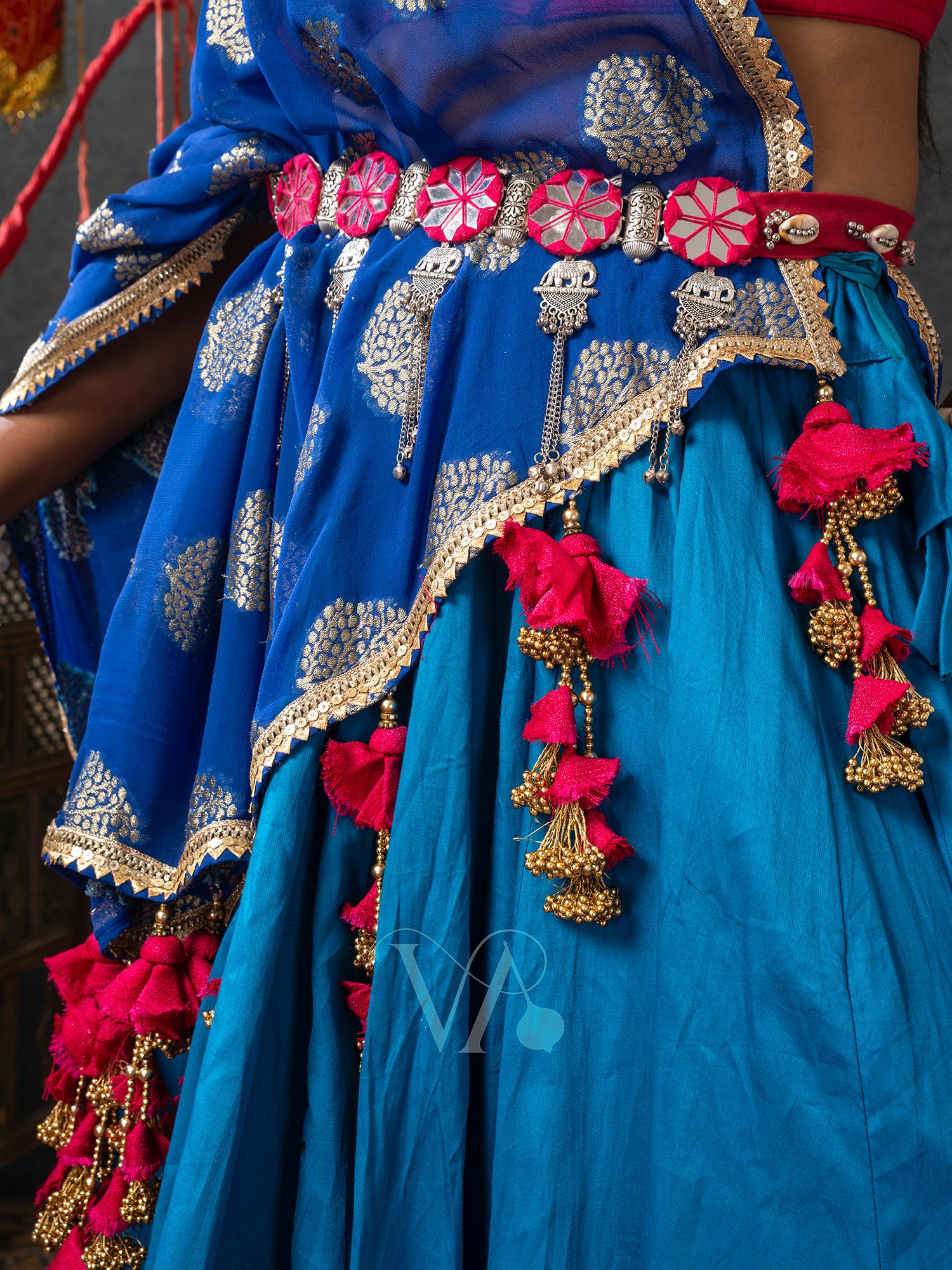 Red & Blue Chaniya Choli