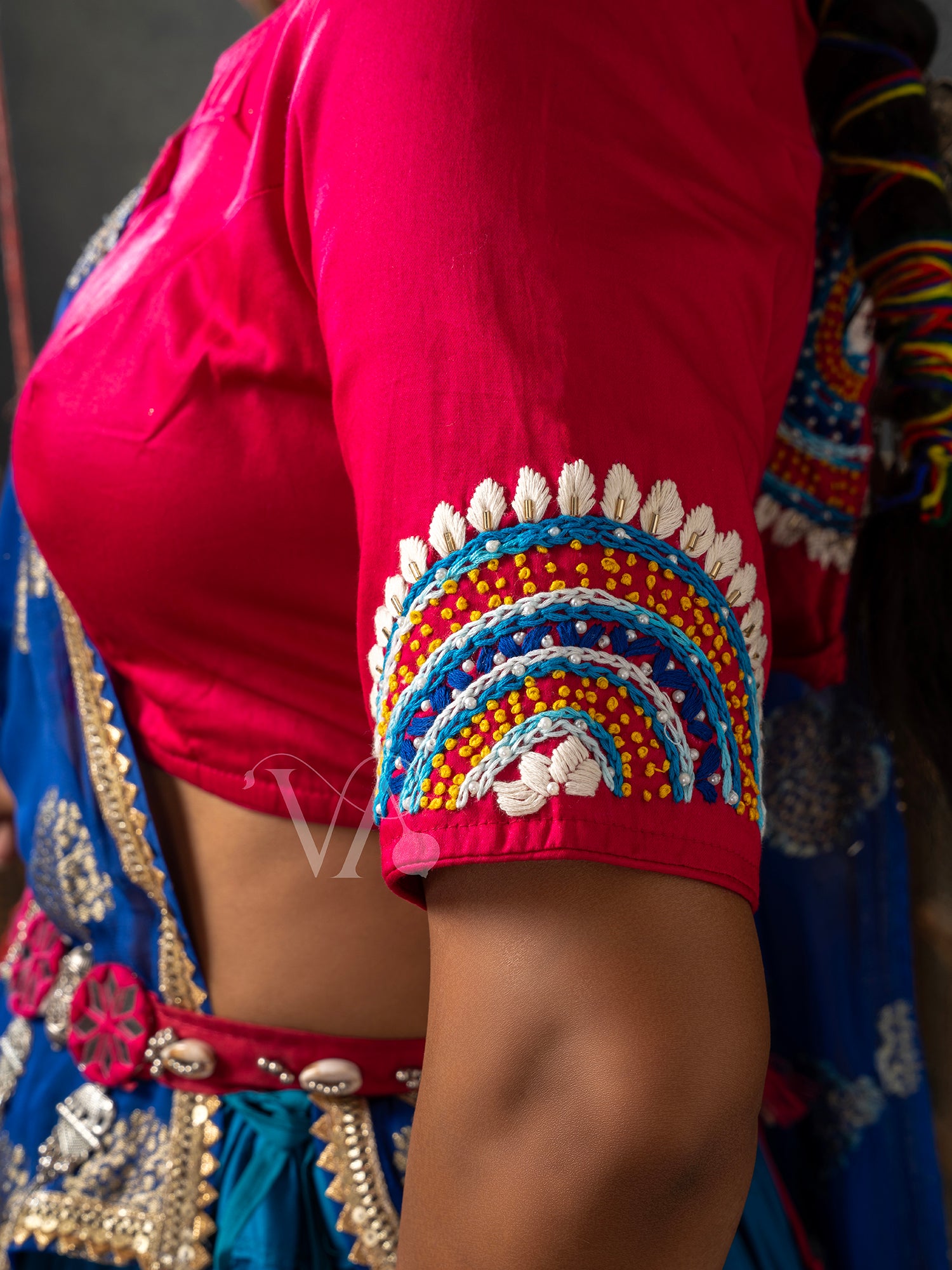 Red & Blue Chaniya Choli