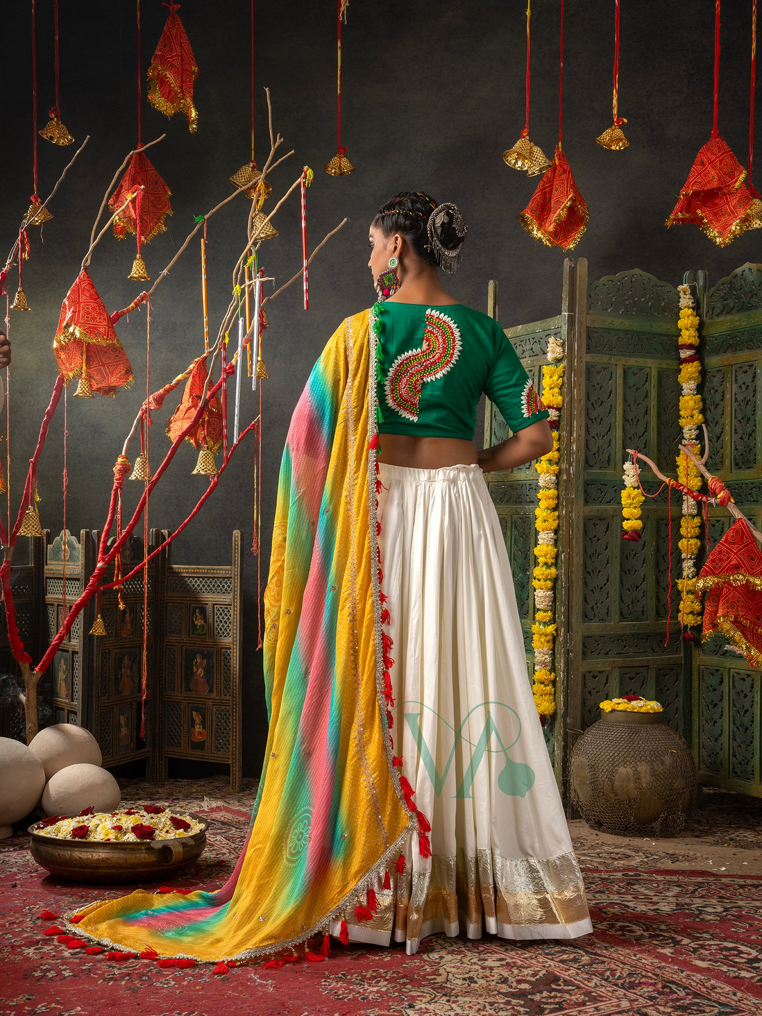 Green & White Chaniya Choli