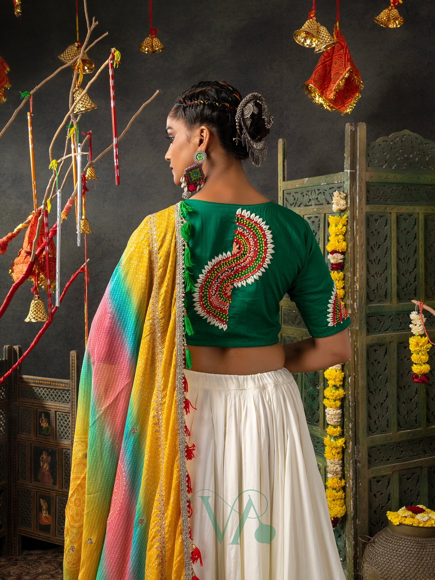 Green & White Chaniya Choli