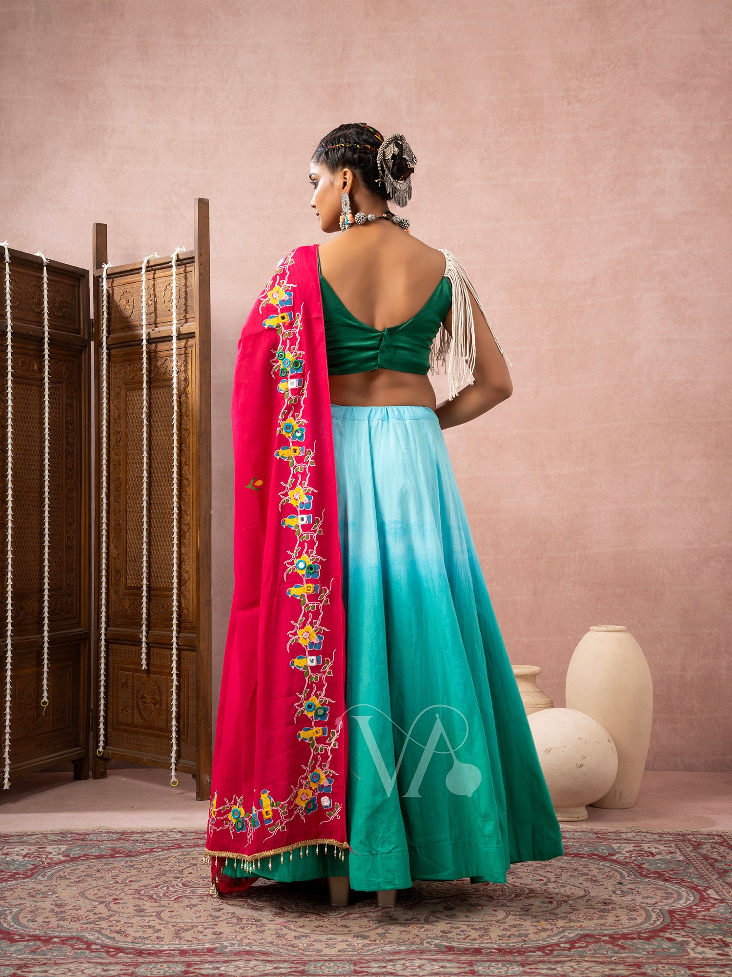 Sky & Green Chaniya Choli