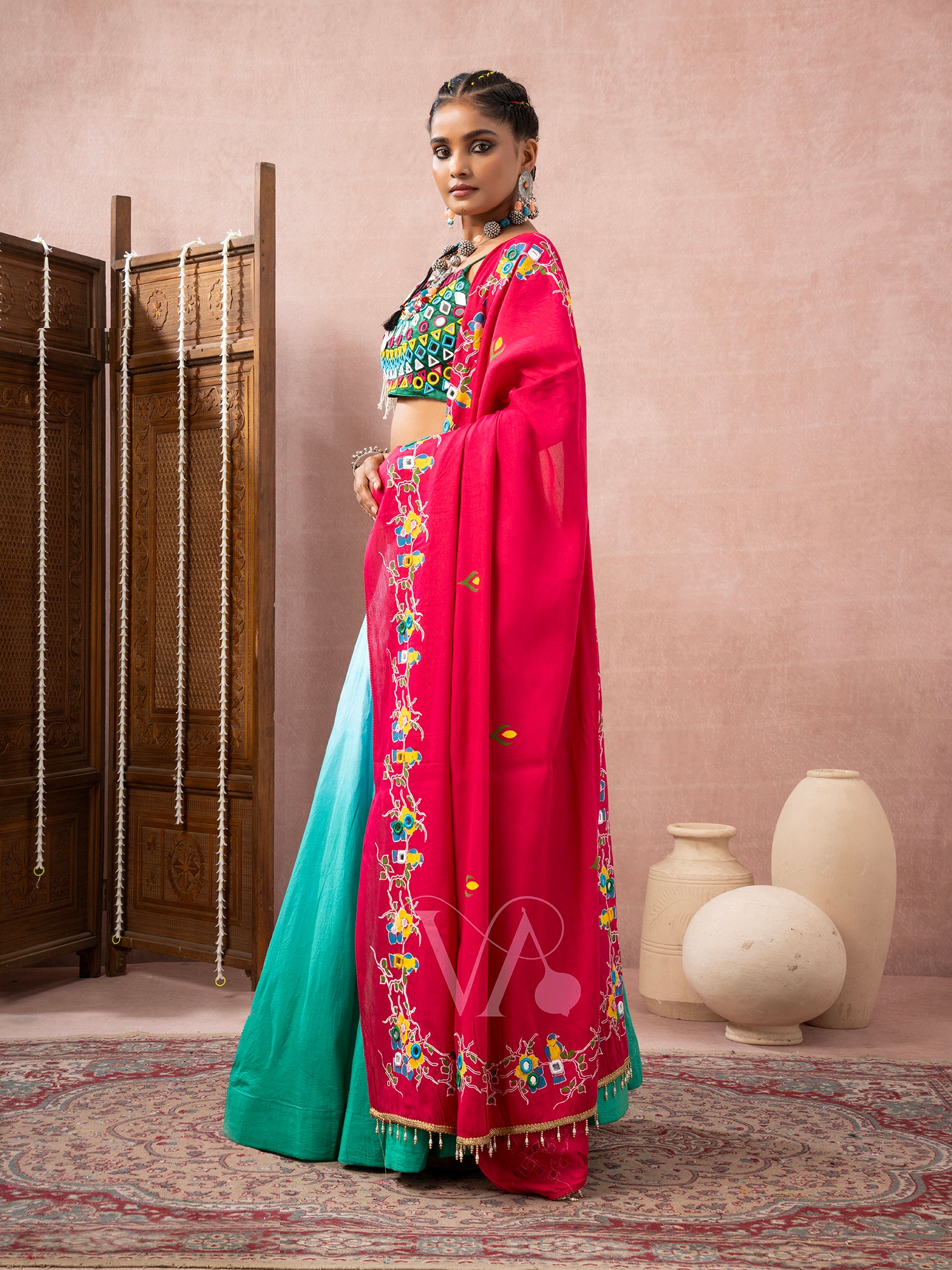 Sky & Green Chaniya Choli
