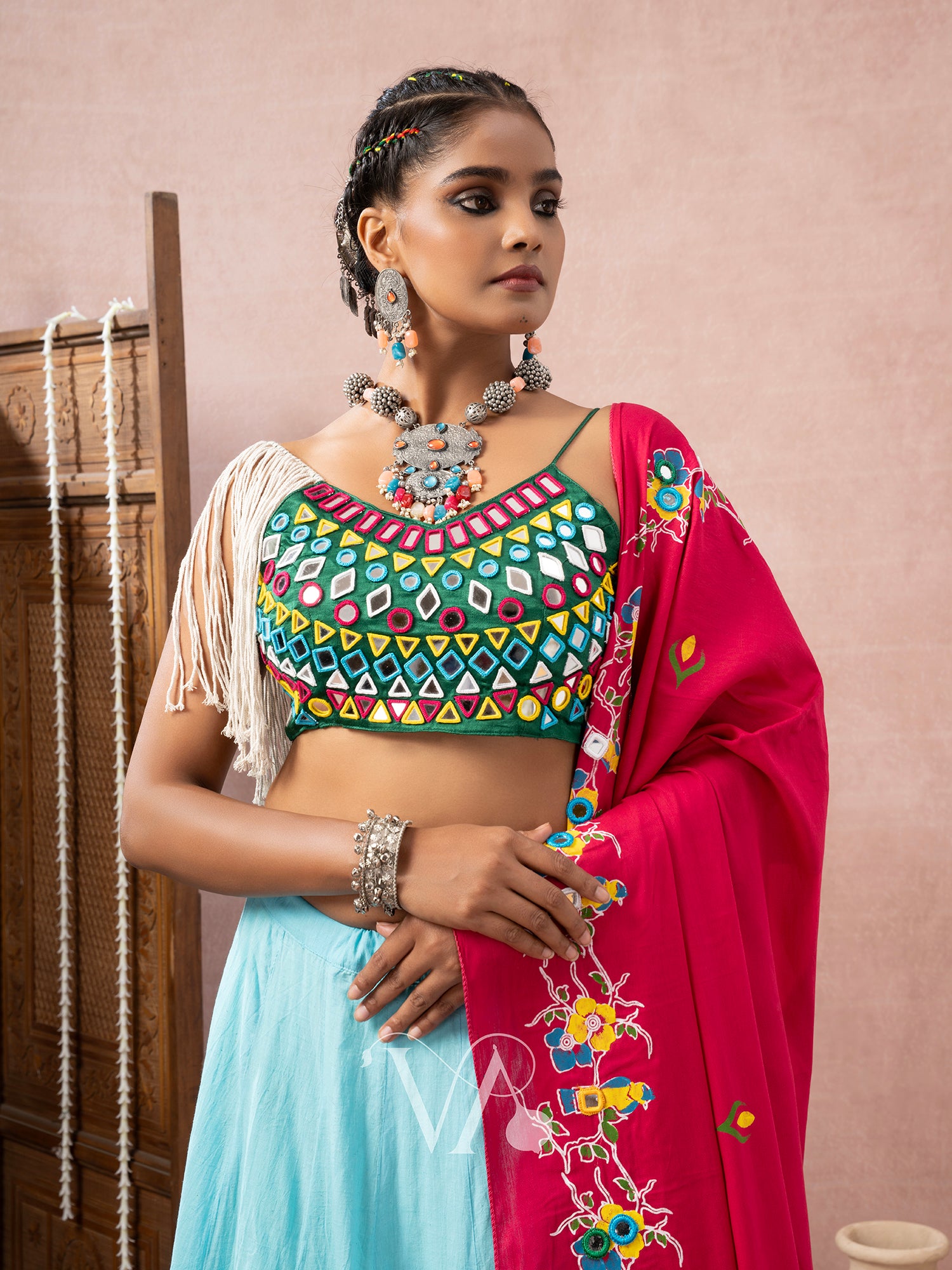 Sky & Green Chaniya Choli