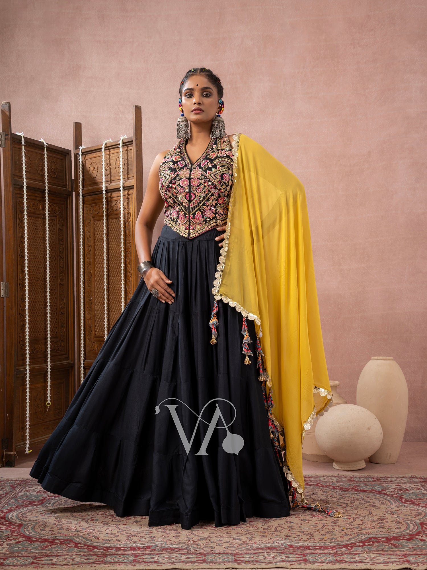 Yellow & Black Chaniya Choli