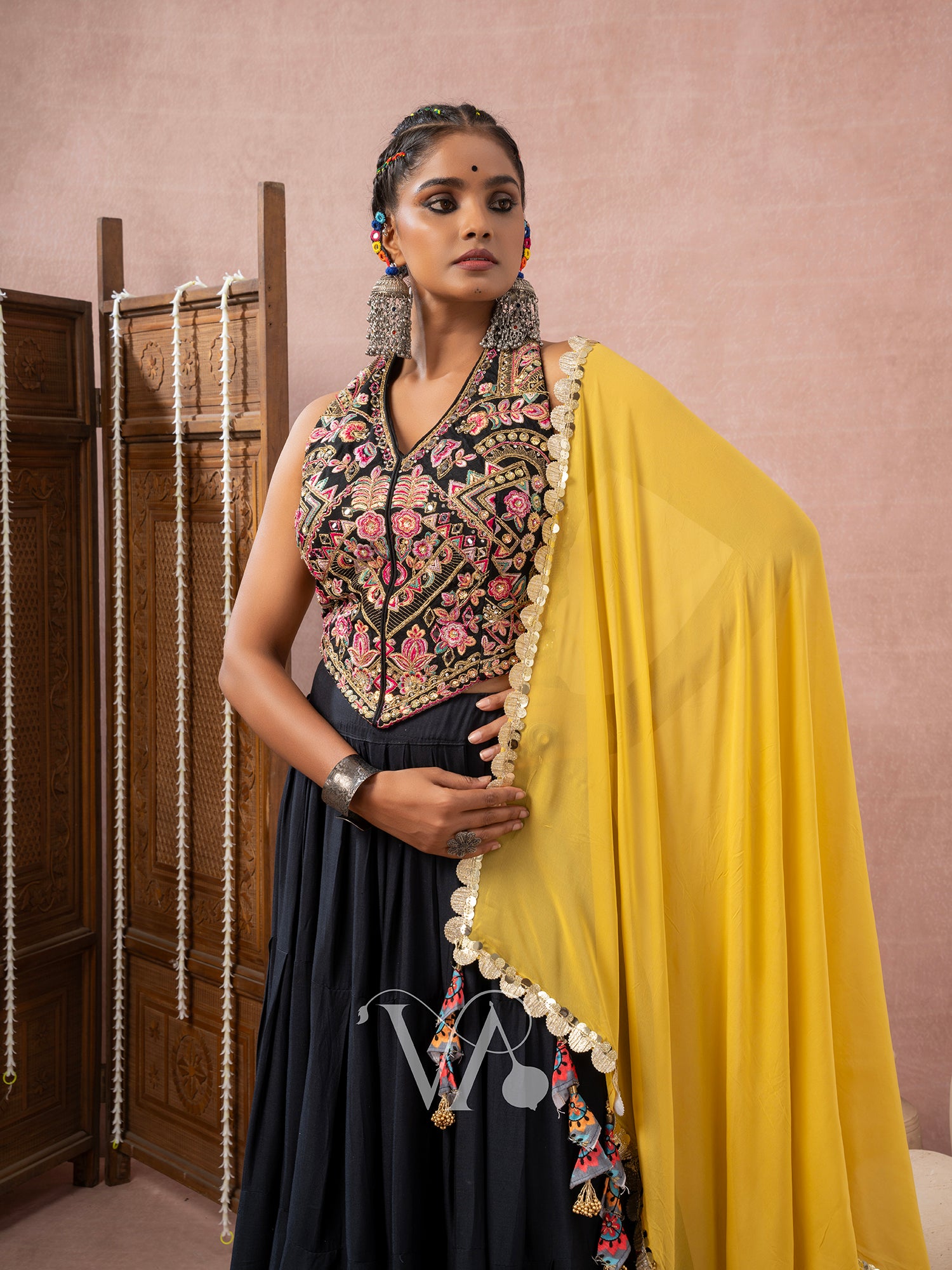Yellow & Black Chaniya Choli