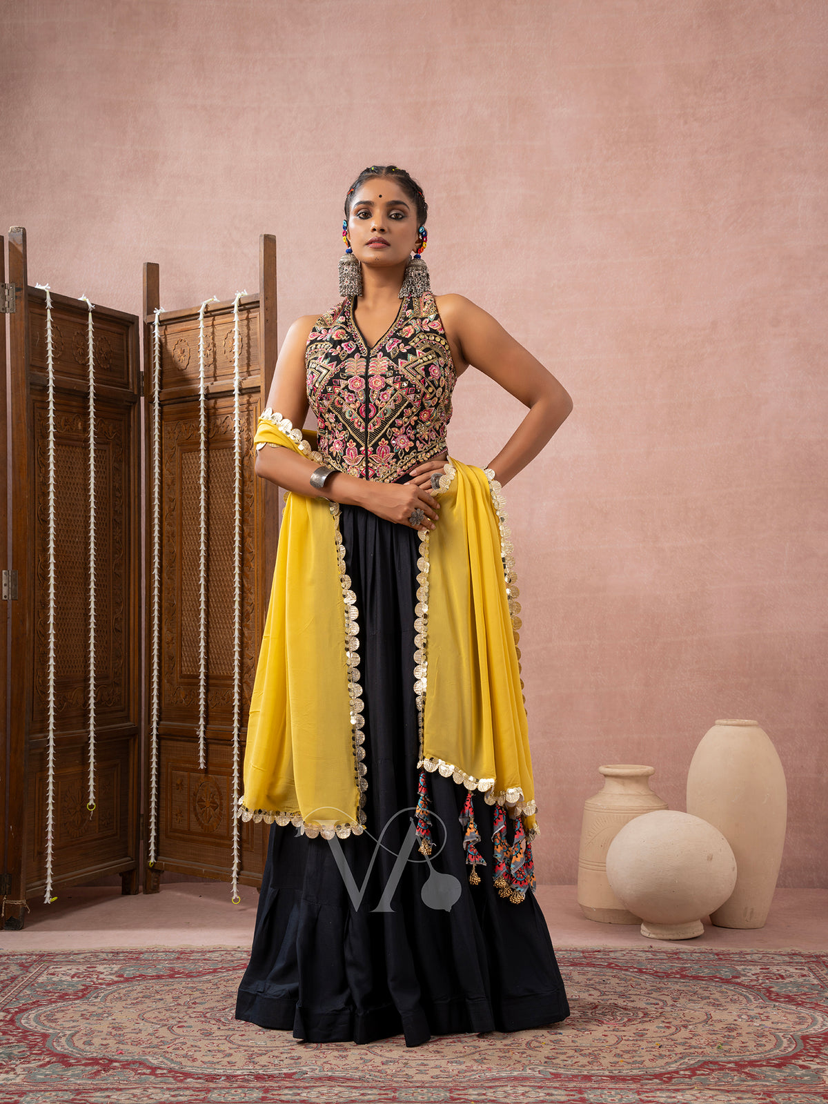 Yellow & Black Chaniya Choli