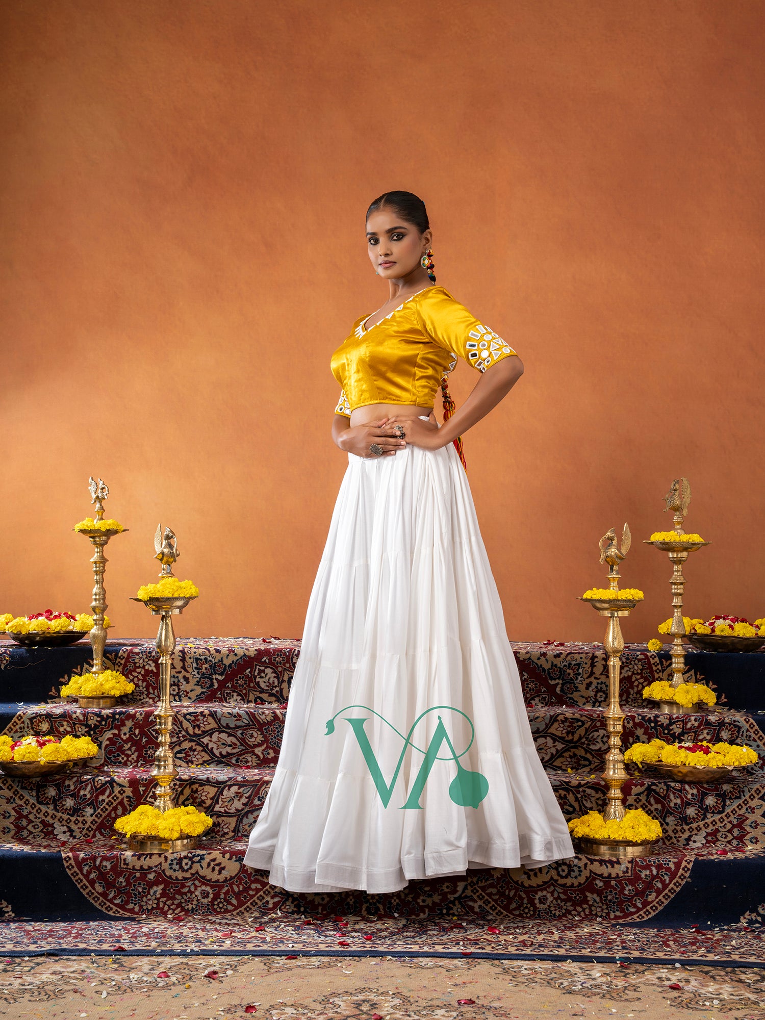 White & Yellow Chaniya Choli