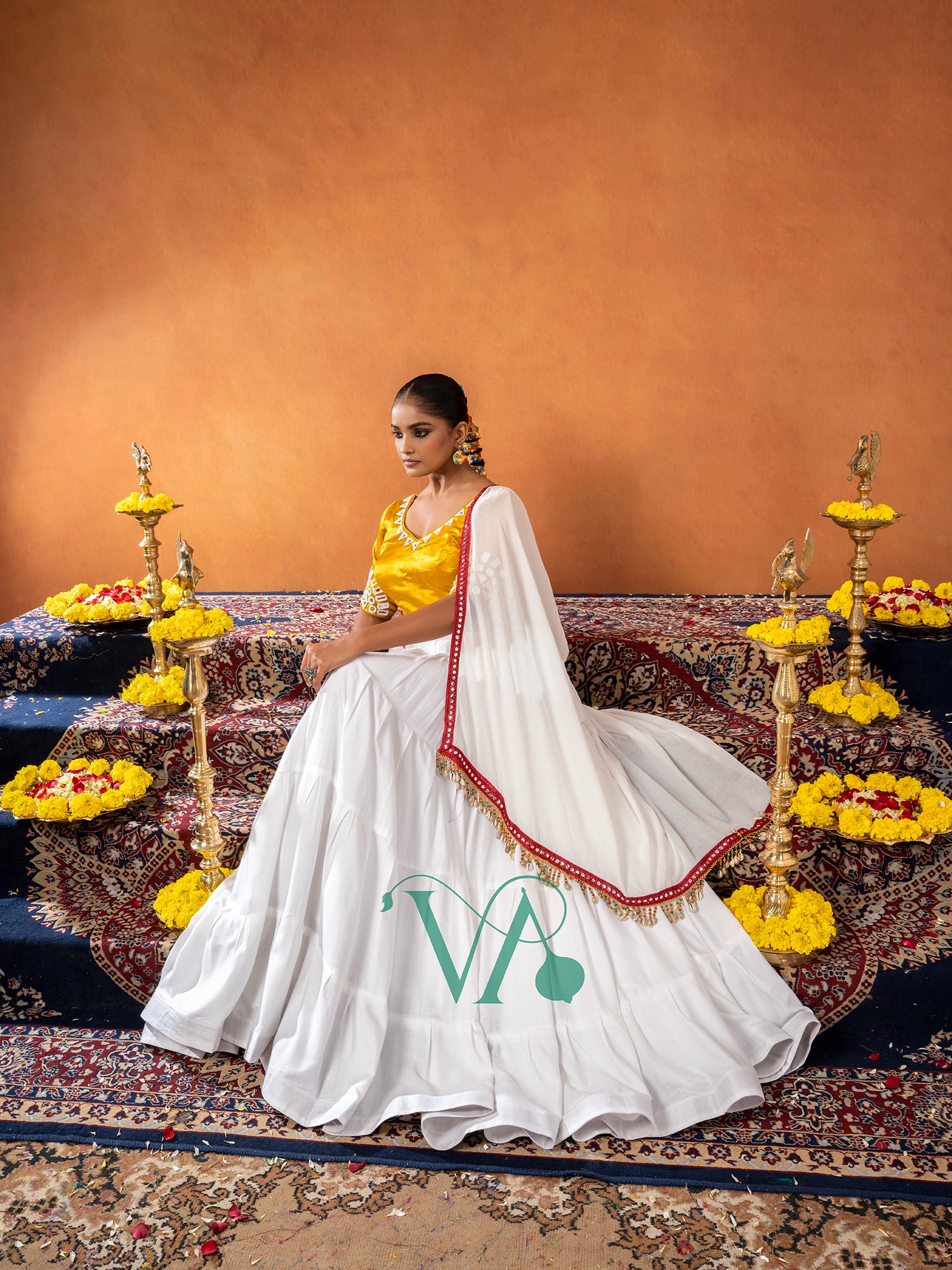 White & Yellow Chaniya Choli