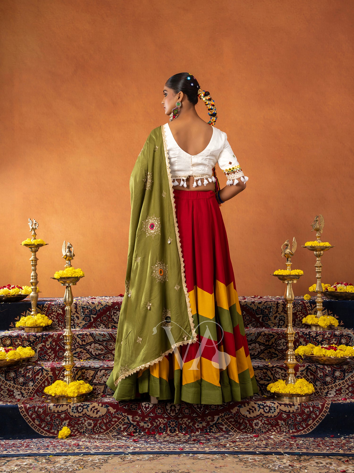 Red & Green Chaniya Choli