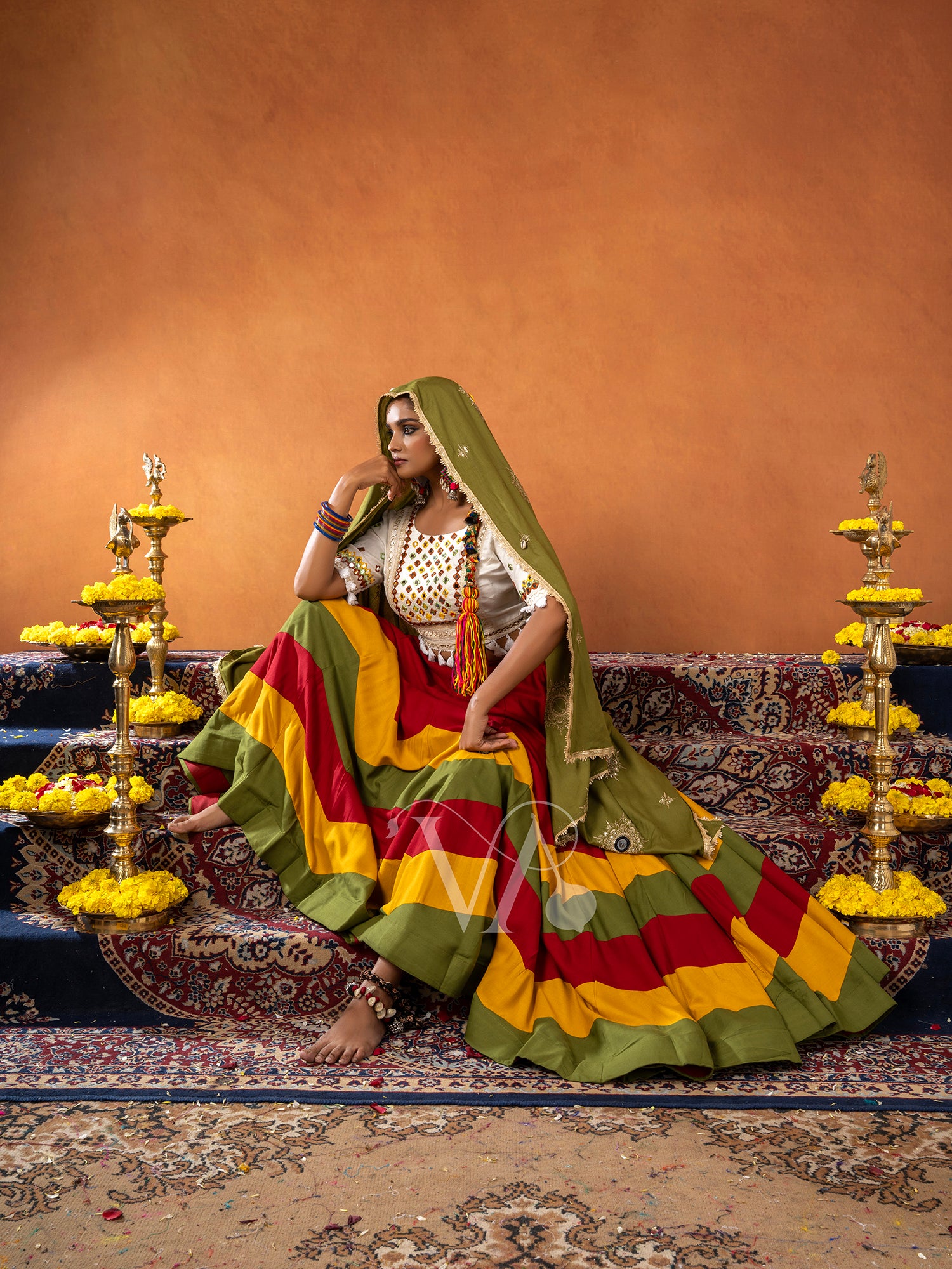 Red & Green Chaniya Choli